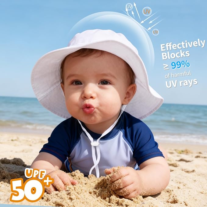 Baby Toddler Sun Hat, Boys Girls Adjustable Bucket Hat - Image 2