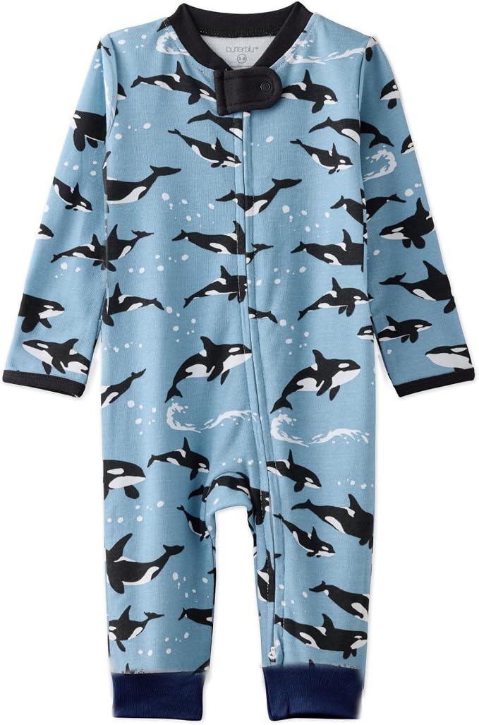 Butterblu Shadow Sleep & Play 100% Cotton Footless Two Way Zip Front PJs by Butterblu