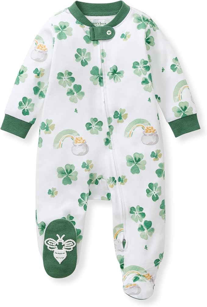 Burt's Bees Baby Girls' Organic Cotton, Sleep and Play Footed Pajamas | Easy by BurtsBeesBaby