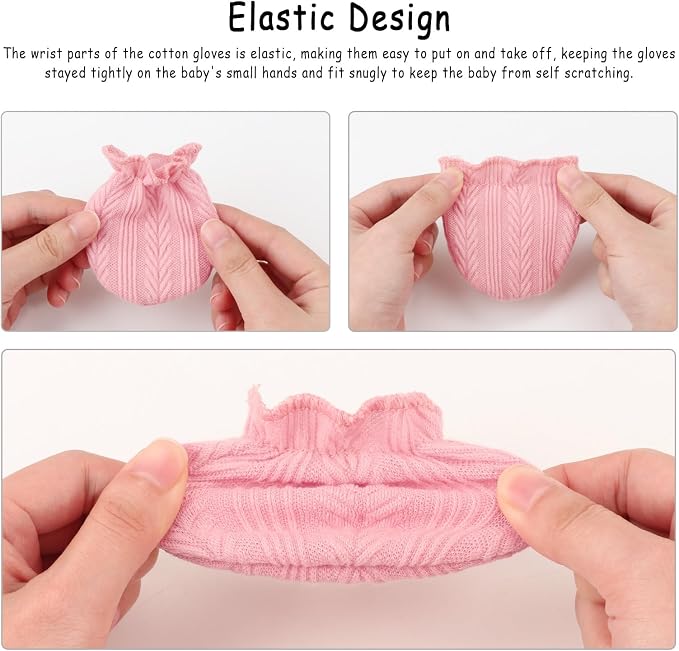 Newborn Baby Hats and Mittens Set Infant Bow Beanie Cap Toddler Gloves Newborn - Image 2