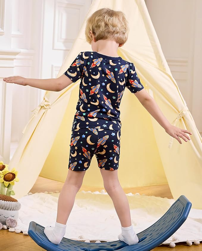 babee Reshinee Bamboo Viscose Toddler Boys Pajamas Set, Short Sleeve Kids - Image 7