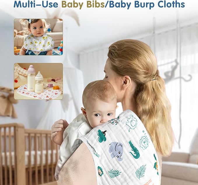 Baby Burp Cloths Muslin Large 22'' by 12'' Burping Cloths - Image 7