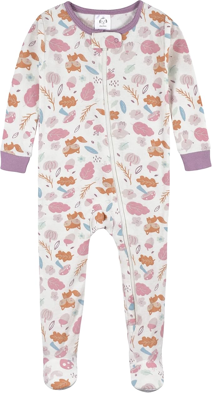 Gerber Baby Girls 2-Pack Footed Pajamas - Image 2