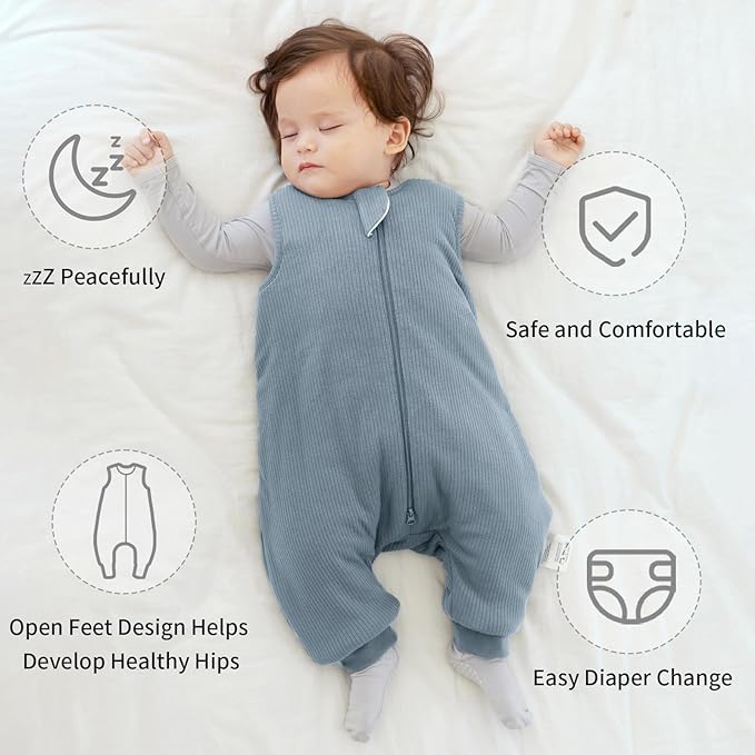 Rayon Made from Bamboo Toddler Sleep Sack with Feet 12-24 Months 1.0 Tog Breathable Sleep Sack 1t-2t Ultra Soft Baby Wearable Blanket with Legs Unisex Sleeping Bag with 2-Way Zipper