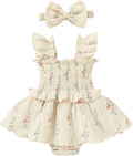 YOUNGER TREE Baby Girl Clothes Ruffle Romper Boho Dress Summer Cake Smash by YOUNGERTREE