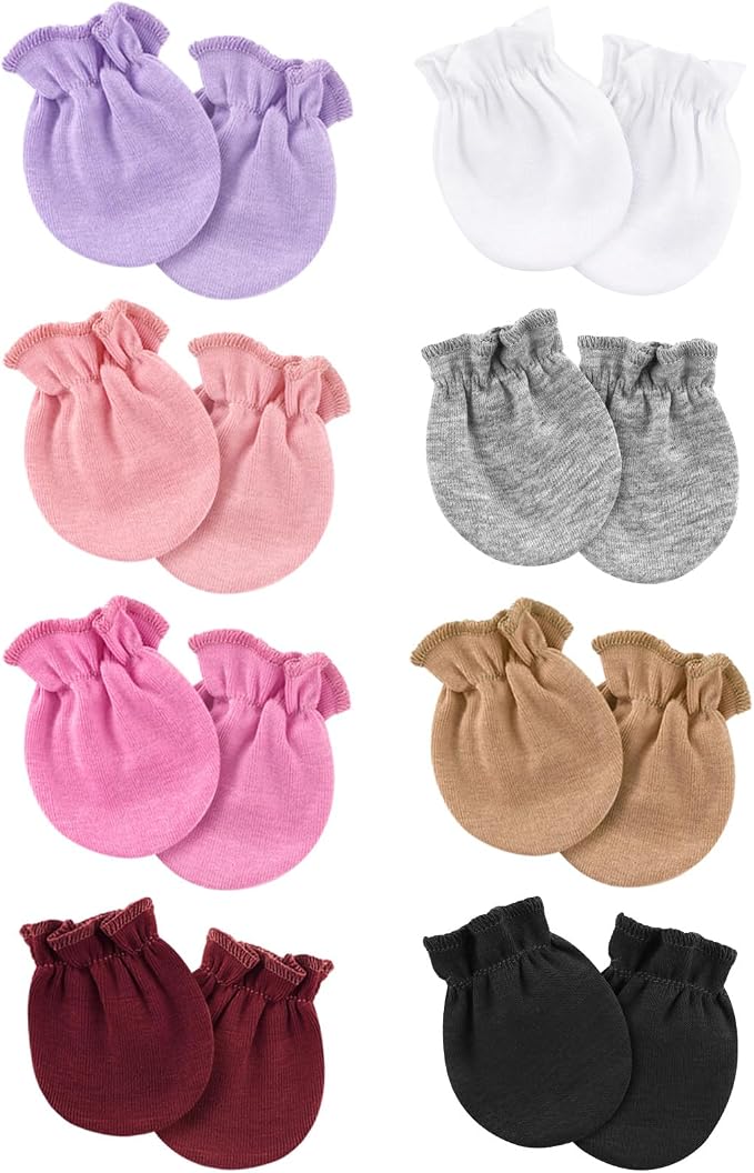 AQOKKA Newborn Baby Mittens No Scratch Cotton Elastic Wrist Gloves Infant by AQOKKA