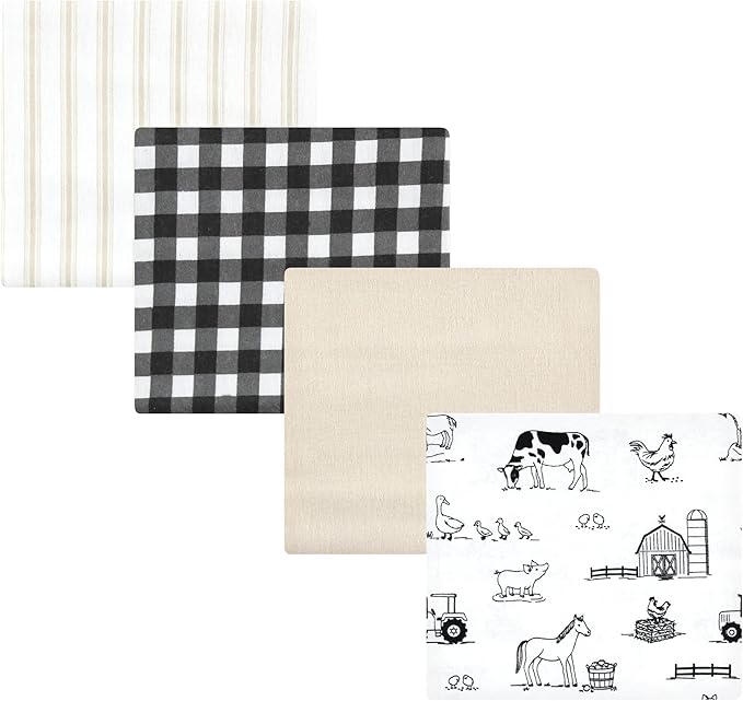 Hudson Baby Unisex Baby Cotton Flannel Receiving Blankets, Neutral Farm by HudsonBaby
