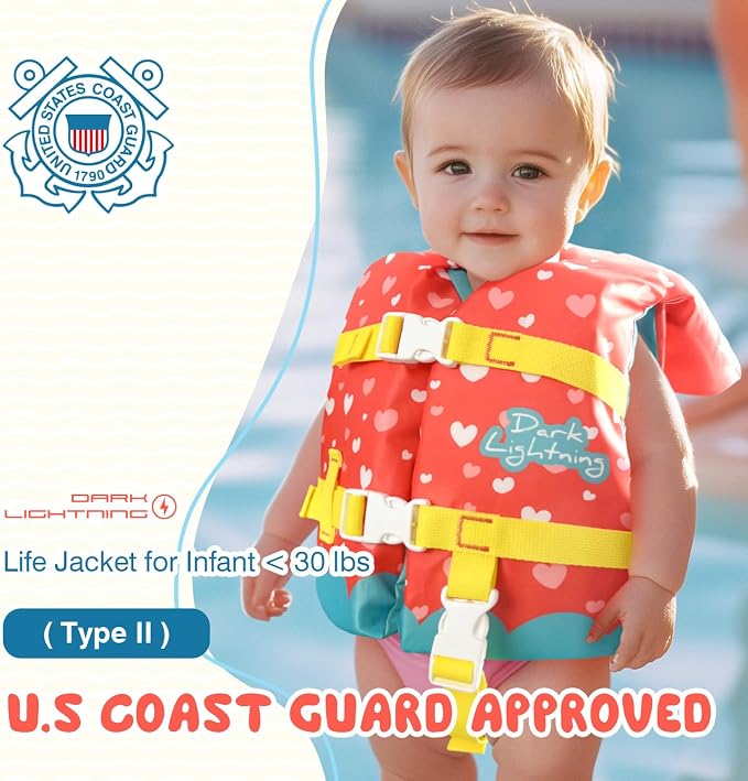 Dark Lightning USCG Approved Infant Life Jacket 0-30 lbs, Toddler Swim Vest and - Image 3