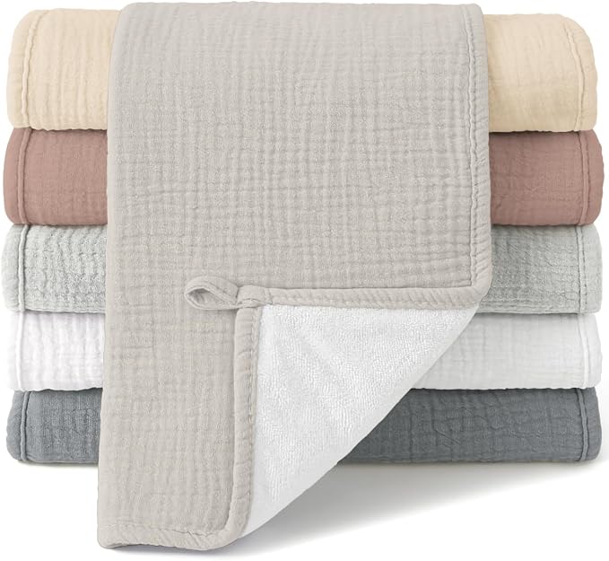Bearmoss Muslin Burp Cloths, 100% Cotton Baby Burping Clothes, Large Extra Soft by Bearmoss