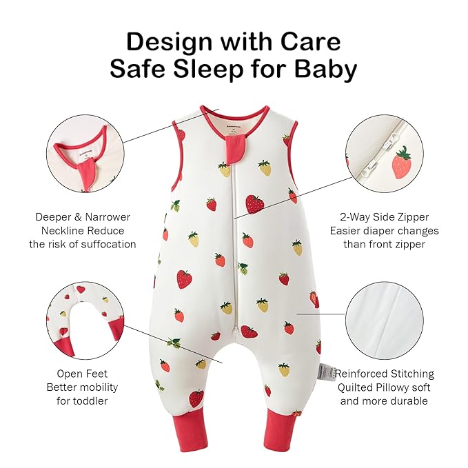 BubblePanda Rayon Made from Bamboo Toddler Sleep Sack with Feet 24-36 Months 1.0 Tog Ultra Soft Toddler Sleeping Sack 2t-3t Sleep Bag Walker Quilted Wearable Blanket with Legs 2-Way Zipper Lightweight