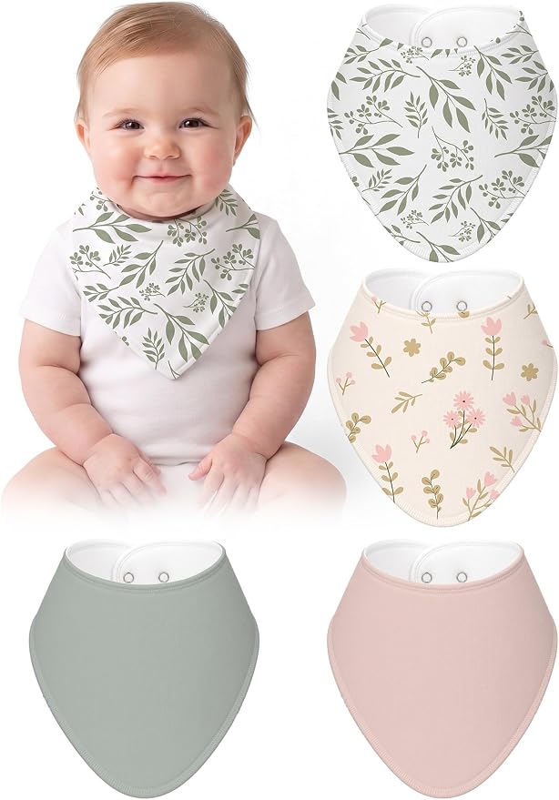 4 Pcs Baby Bandana Bib Cute Baby Nursery Decor Cotton Newborn Infant Feeding by Boao