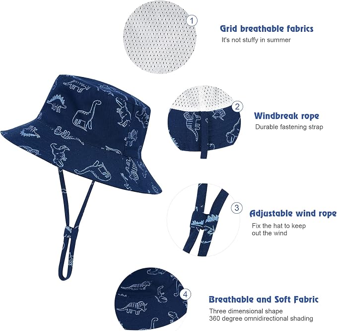 Durio UPF 50+ Baby Sun Hat Wide Brim Toddler Bucket Hats - Image 4
