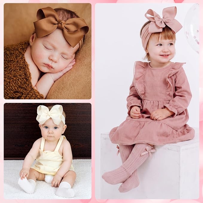 JATEBI Baby Big Bow Headband Knee High Socks Set - Image 2