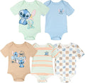 Disney Baby 5-Pack Short Sleeve Bodysuits Newborn to Infant by Disney