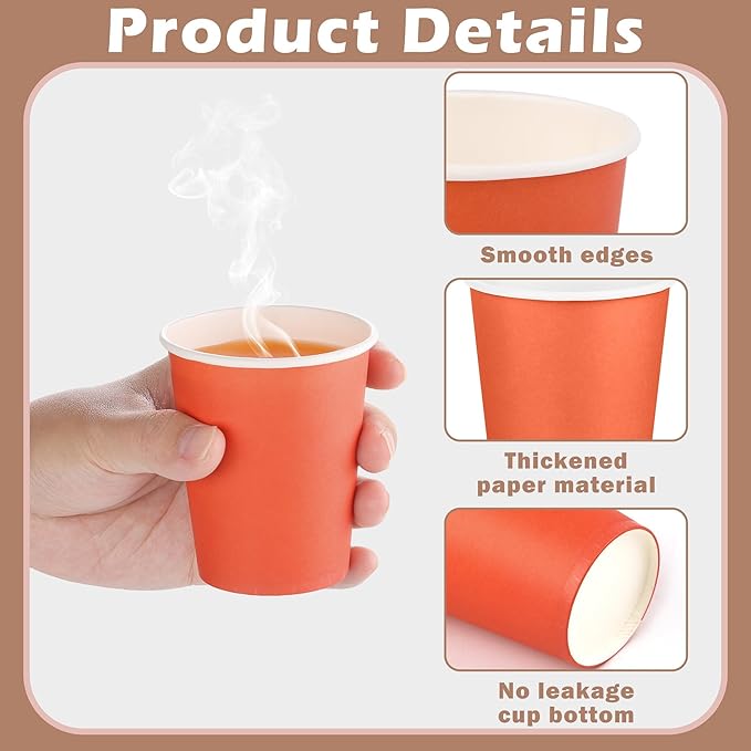 URATOT 60 Pieces 9 Ounce Disposable Paper Cups Autumn Color Party Cups Thanksgiving Fall Drinking Cups for Party, DIY, and Holiday, 4 Colors