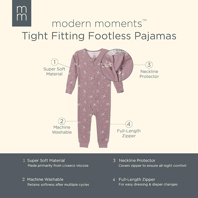 Modern Moments by Gerber Baby Boys & Girls Hacci Footless Pajamas - Image 6