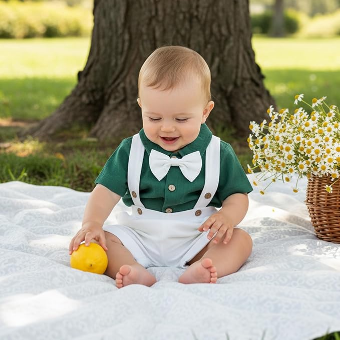 PUHHAPIEY Baby Boy Gentleman Wedding Outfit Dress Romper Suspender Pants | 0 3 - Image 2