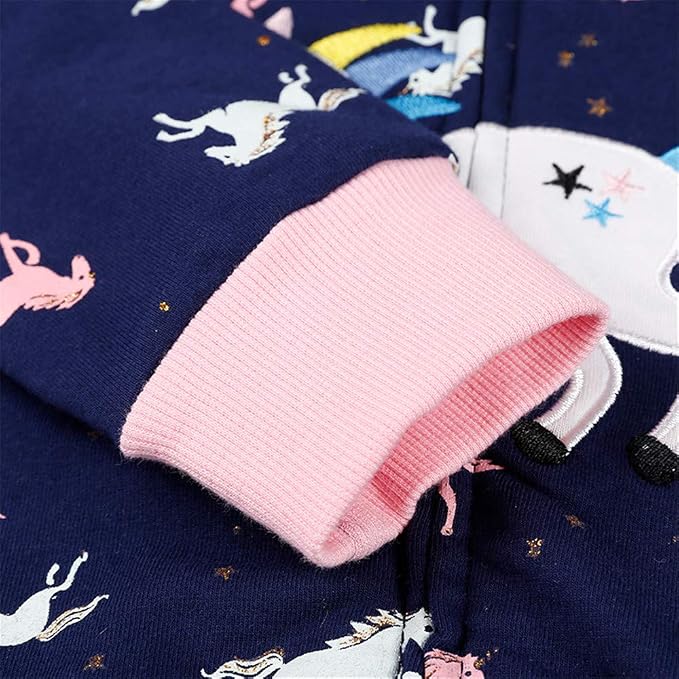 Baby Girl Zip-up Jacket Rainbow Unicorn Cotton Hoodie Sweatshirt Toddler Fall - Image 2