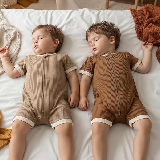 Bafeicao Unisex Baby Boy Girl 2/3 Pack Rompers Short Sleeve | 2 Way Zipper - Image 5