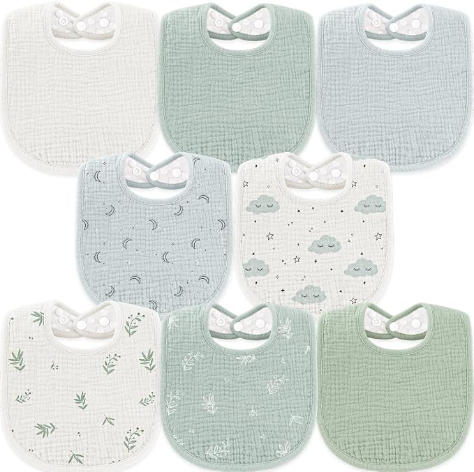 Susurration Muslin Baby Drool Bibs 6Pack Soft Square Adjustable Baby Bandana - Image 3