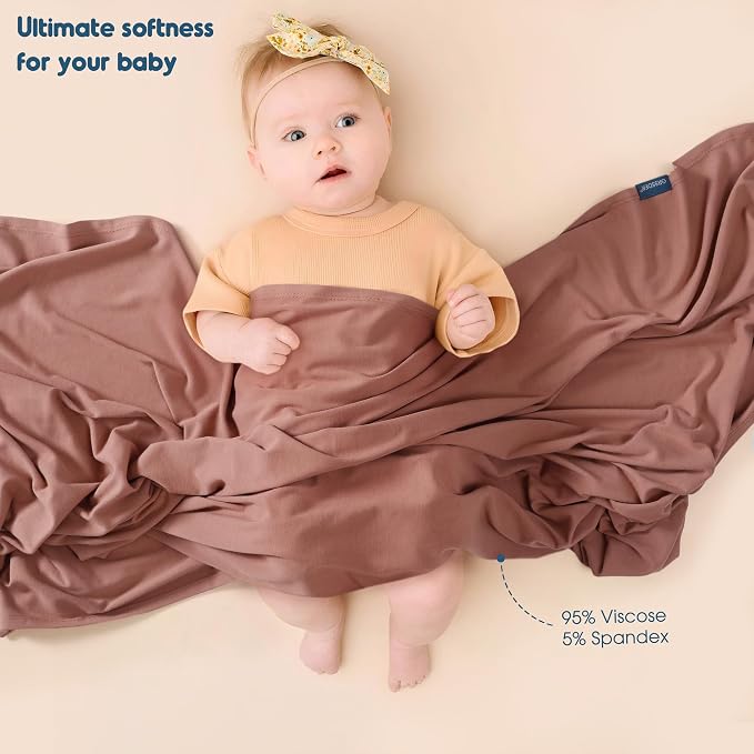 2 Pack Newborn Swaddle Blanket, Ultra Soft Stretchy Jersey Knit Extra Large - Image 4