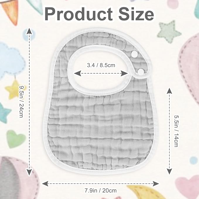 Accmor Muslin Baby Bibs, 6 Pack Soft Cotton Baby Bandana Drool Bibs - Image 3