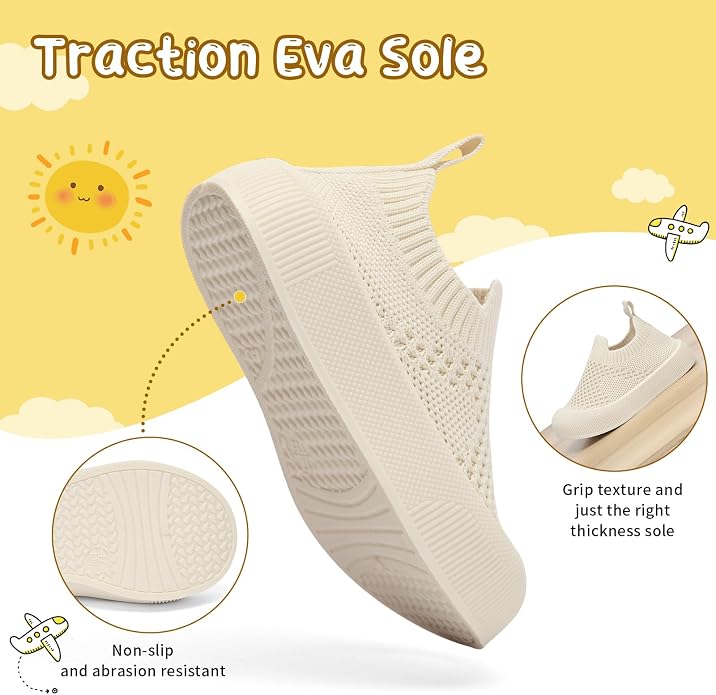 BACSAC Baby Toddler Unisex Infant Shoes Boys Girls Beige Mesh Breathable - Image 2