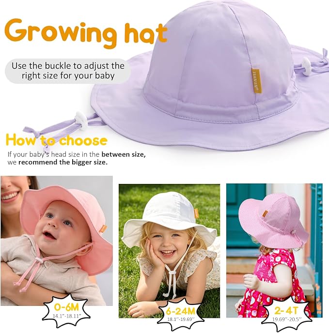 Baby Girl Sun Hat with UPF 50+ Outdoor Adjustable Toddler Beach Hat with Wide - Image 6