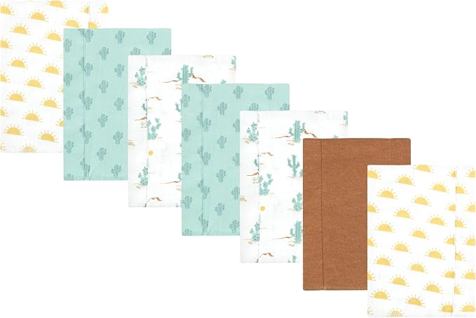 Luvable Friends Hudson Baby Flannel Burp Cloths 7pk, Sun and Cactus by Luvable+Friends