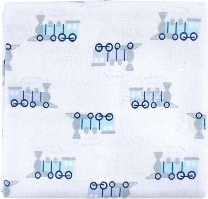 Luvable Friends Unisex Baby Cotton Flannel Receiving Blankets, Train 7-Pack - Image 2