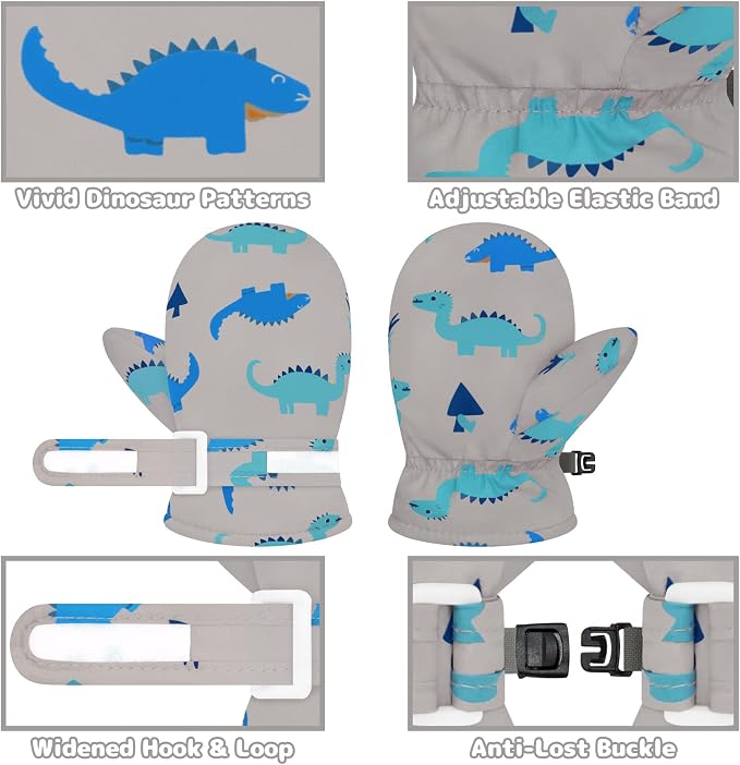 Olreco Baby Toddler Mittens Waterproof Infant Baby Winter Mittens Toddler Snow - Image 5