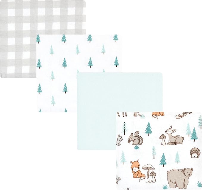 Hudson Baby Unisex Baby Cotton Flannel Receiving Blankets, Neutral Woodland Pals by HudsonBaby