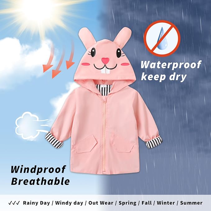 YOUNGER TREE Toddler Baby Boy Girl Duck Raincoat Cute Cartoon Hoodie Zipper - Image 6