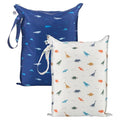 Tiny Twinkle Wet Dry Bag – 2 Pack Reusable Waterproof & Mess Proof Wet Bags for Swimsuits & Travel, Baby Towels & Beach Essentials,a Diaper Bag Must-Have(Dinosaur, Ocean Life)
