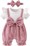 YINGISFITM Newborn Baby Girl Summer Clothes Short Sleeve Bubble Romper Bow by YINGISFITM