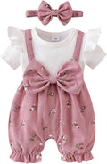 YINGISFITM Newborn Baby Girl Summer Clothes Short Sleeve Bubble Romper Bow by YINGISFITM
