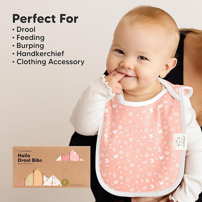 8-Pack Baby Bibs for Boys, Girls - Pullover Bibs for Drooling Teething Baby Girl & Boy Toddler, Newborn, Soft & Absorbent, Cute Colors, Large Torso Coverage Keep Infant Clean & Dry (Butterflies)