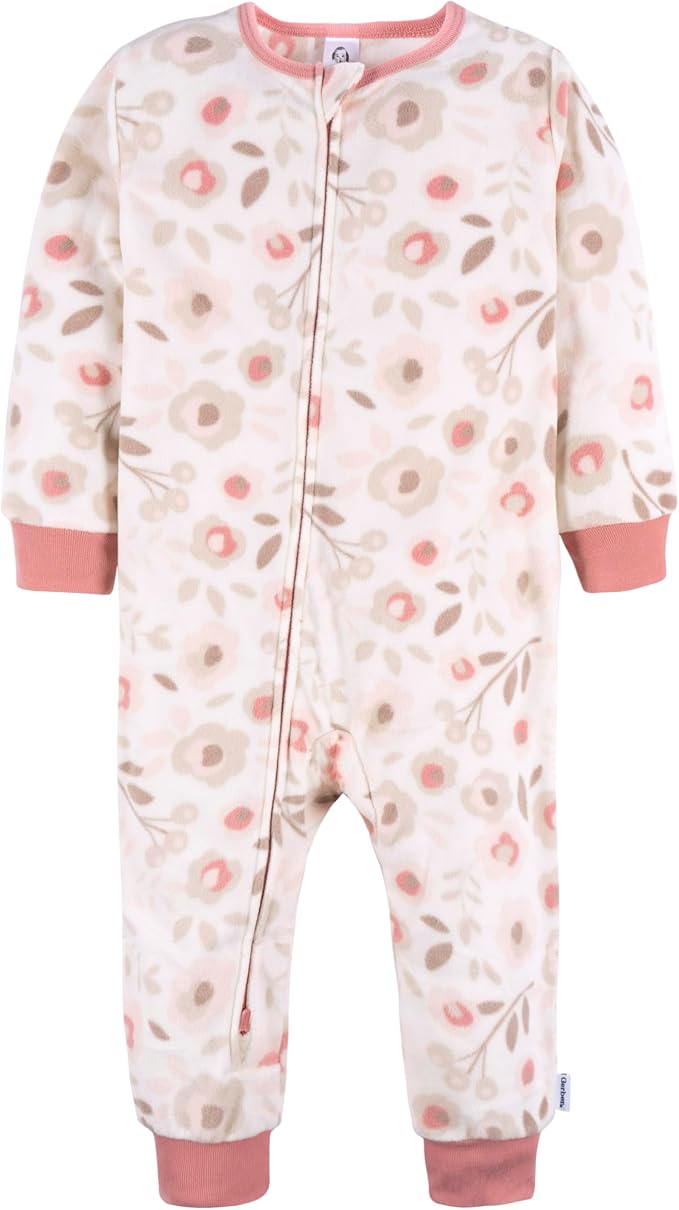 Gerber Baby & Toddler Girls Loose Fit Fleece Footless Pajamas 3-Pack - Image 3