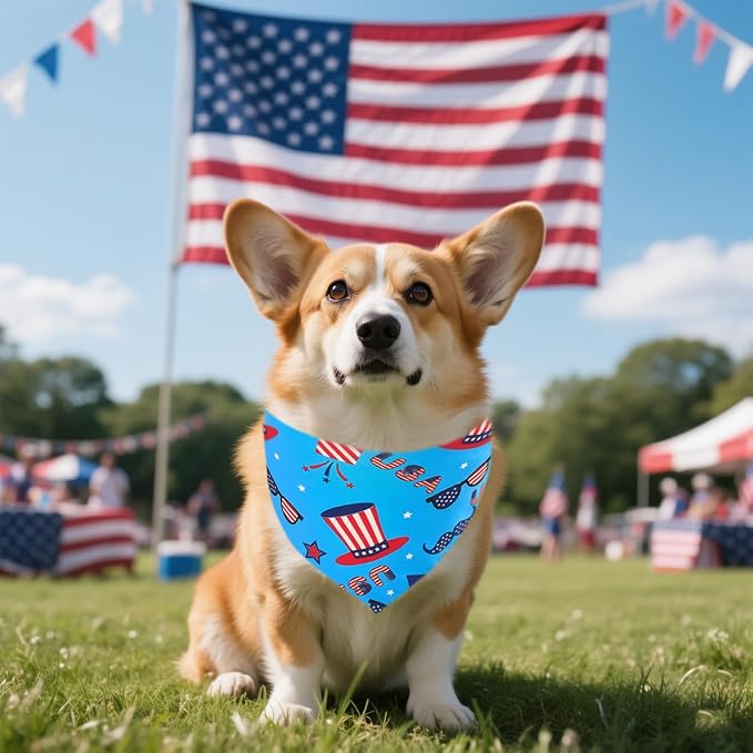4th of July Dog Bandanas for Medium Dogs 7 Pcs Hemming Seam Edge Patriotic Dogs - Image 7