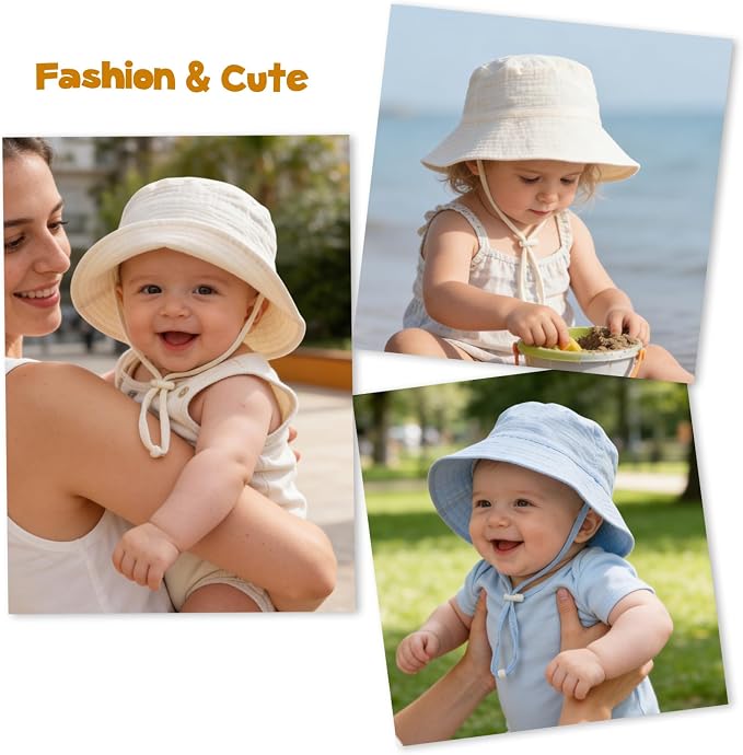 Baby Sun Hat Infant Toddler Summer Cotton Yarn Bucket Hat - Image 7
