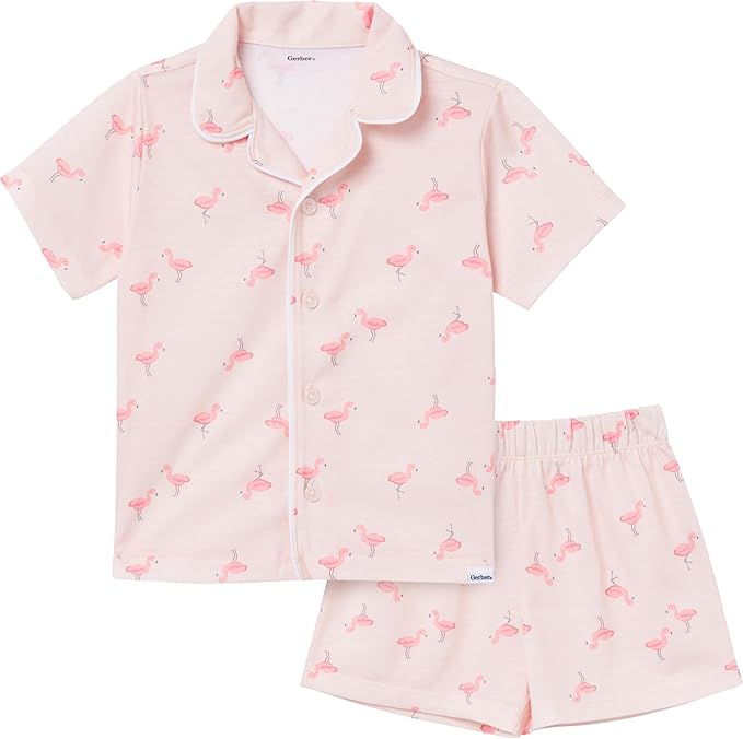 Gerber Baby & Toddlers Girls 2 Piece Coat Style Pajama Short Set by Gerber