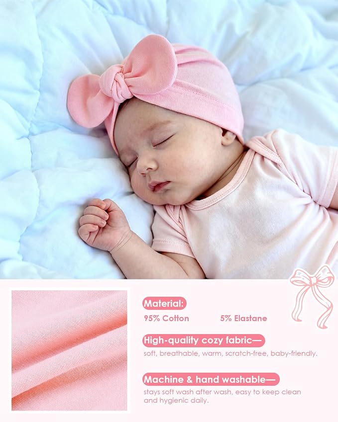 Century Star Newborn Hat for Baby Girls Infant Toddler Soft Hospital Hats - Image 3