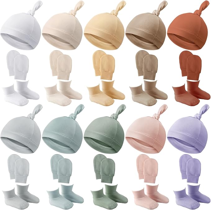 Toulite 10 Set Newborn Baby Socks Hat and Mittens Soft Ankle Sock Newborn by Toulite