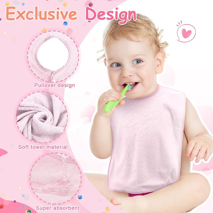 Hercicy Full Coverage Pullover Toddler Baby Bibs | Terry Cloth Bibs - Image 3
