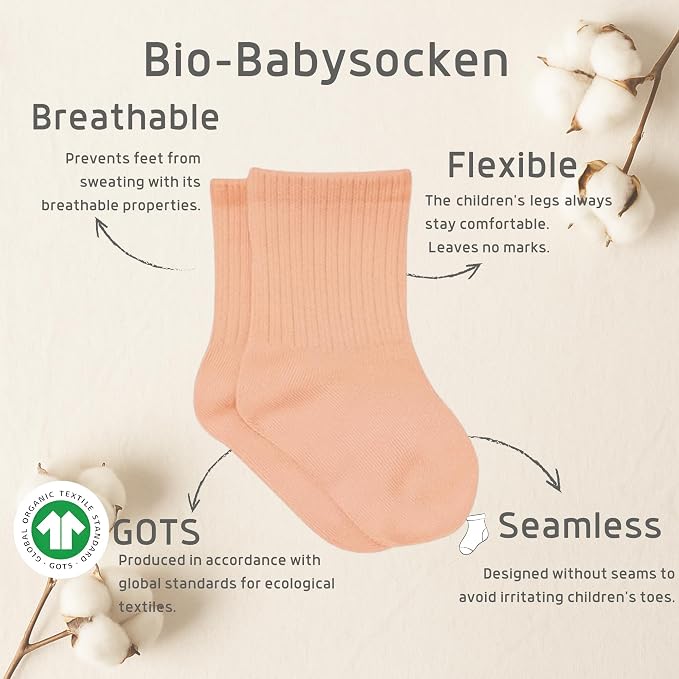 bistyle Baby Grip Ankle Socks 6 Pairs | Newborn Infant Toddlers Sock Organic - Image 3