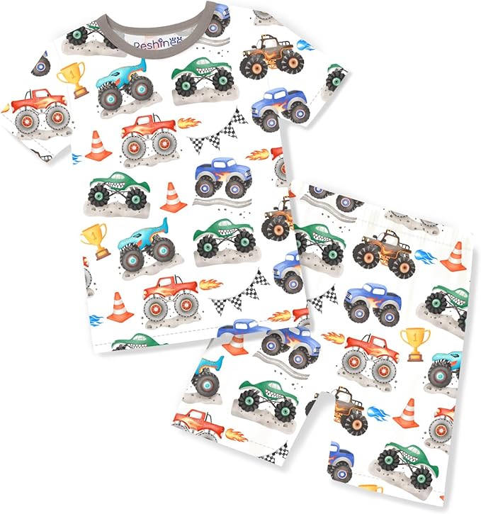 babee Reshinee Bamboo Viscose Toddler Boys Pajamas Set, Short Sleeve Kids by babeeReshinee