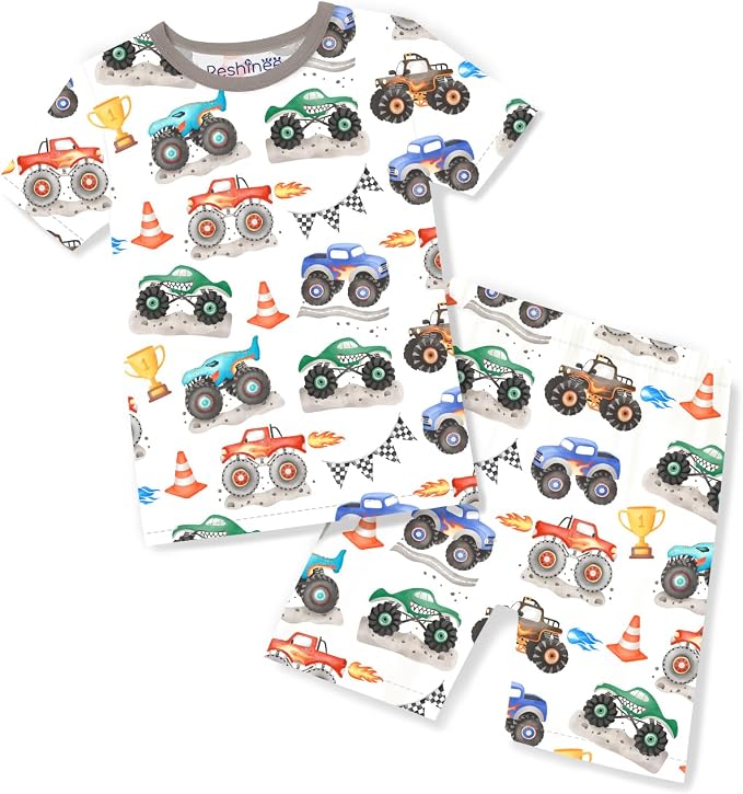 babee Reshinee Bamboo Viscose Toddler Boys Pajamas Set, Short Sleeve Kids by babeeReshinee