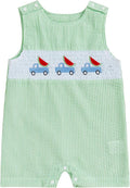 Newborn Baby Boys Sleeveless Seersucker Romper One Piece Straps Overalls by Arvbitana