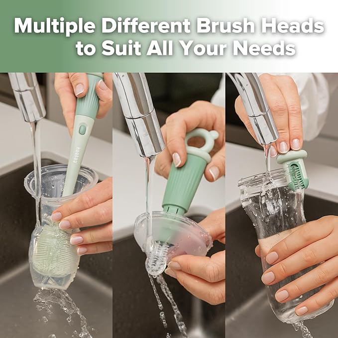 Haakaa 5-in-1 Cleaning Brush Set – Baby Bottle Brush & Bottle Brush Cleaner, Multi-Purpose 360° Comprehensive Cleaning for Breast Pumps, Breast Milk Collector, Baby Bottles, Nipples ,Straw – Portable