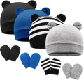Newborn Baby Hat and Mittens Set Bear Ears Toddler Infant Beanie Caps Newborn by AQOKKA